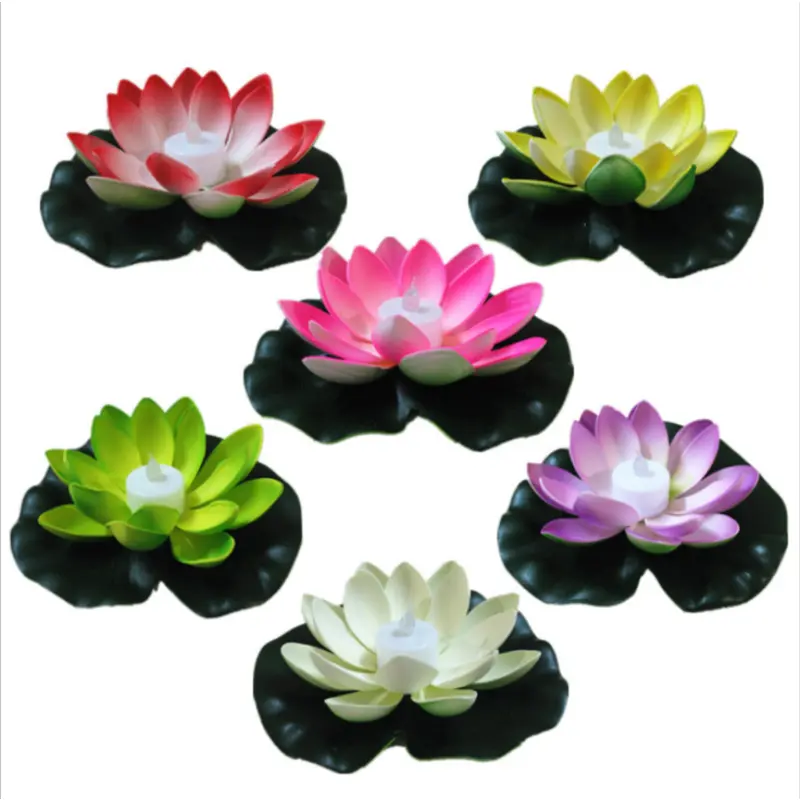 BIA Solar Power LED Color Changing Lotus Flower Floating Lamp Garden Pool Pond Light 18CM