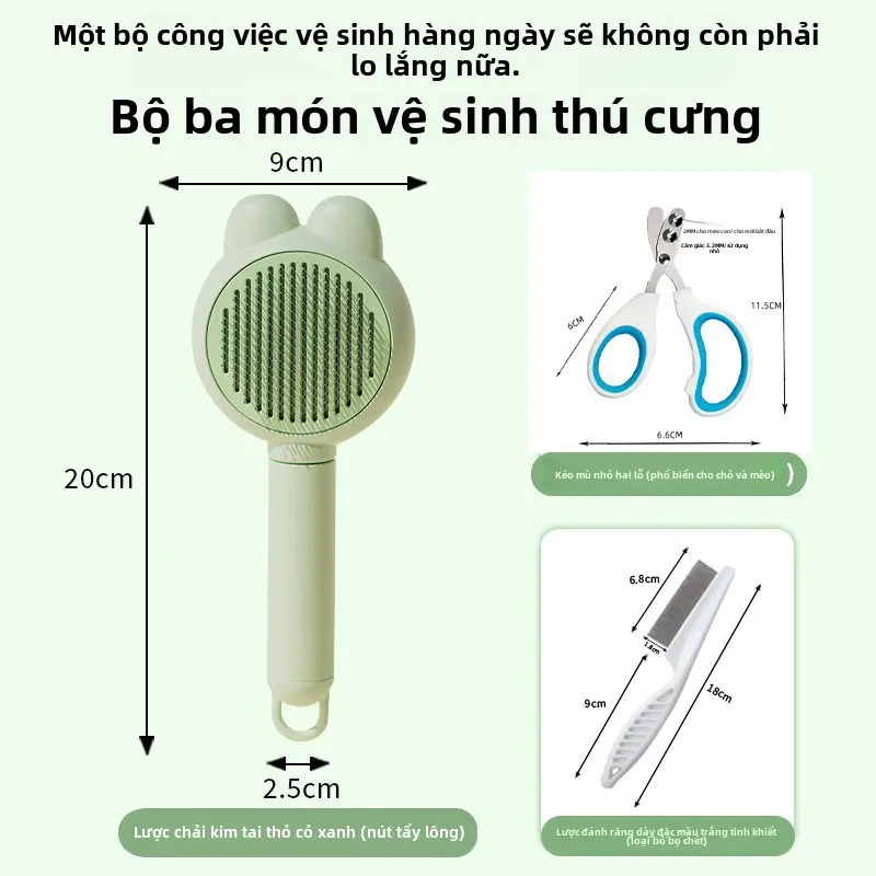 Lược Tẩy Lông Thú Cưng, Thiết Kế Tai Thỏ, Tẩy Lông Một Phím, Tẩy Lông Nổi, Thích Hợp Cho Chó Và Mèo, Lược Mát Xa Cho Mèo, Lược Kim Bằng Thép Không Gỉ xà  phòng  tắm  chó dụng  cụ  rửa  chân  thú  cưng tông  đơ  cạo  lông  chó dụng  cụ  rửa  chân  cho  thú