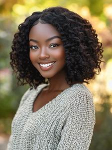 10 Inch Short Human Hair Wigs for Women, Gorgeous Fluffy Wigs without Bangs, Human Hair T Part Lace Wigs for Party, Daily Use