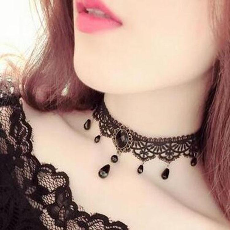 Product Introduction of Vòng Cổ Ren, Phong Cách Gothic Châu Âu Và Mỹ, Dây Chuyền Xương Đòn Vòng Cổ Nữ, Vòng Cổ Đơn Giản, Phụ Kiện Punk Màu Đen, Dây Đeo Cổ, Vòng Cổ 5
