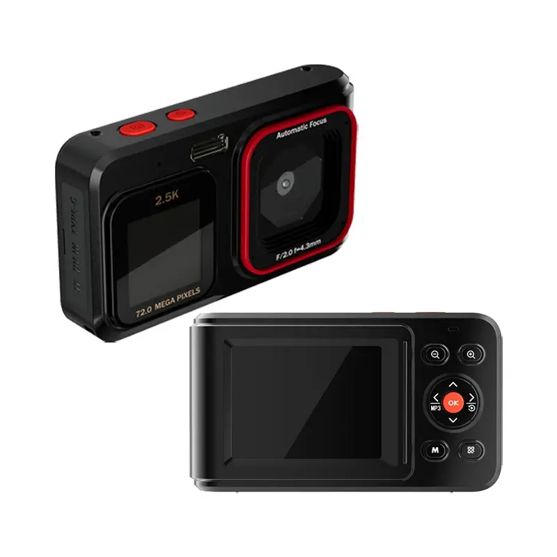Portable Camera 16X Optical Zoom 72 MP Point and Shoot Digital Camera with 2.4" LCD Screen Front Camera,Front and rear dual screen selfie tool