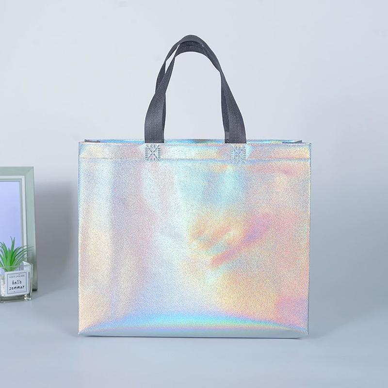 Product Introduction of Laser Non-woven Fabric Tote Shoulder Bags Shopping Clothing Store Woman Storage Reusable Large Pouches Gift Bag 9