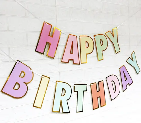 Banner Happy Birthday WARNA Macaron Dinding 5