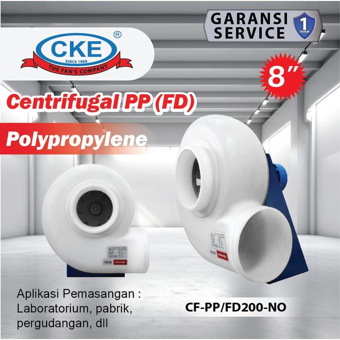 Gambar CKE Centrifugal Fan Blower Keong 8 Inch 220V Polypropylene Tahan Bahan Kimia Exhaust Fan Hisap Udara untuk Pabrik Laboratorium IPAL Ducting dari CKE Fan Official Kab. Tangerang Tokopedia