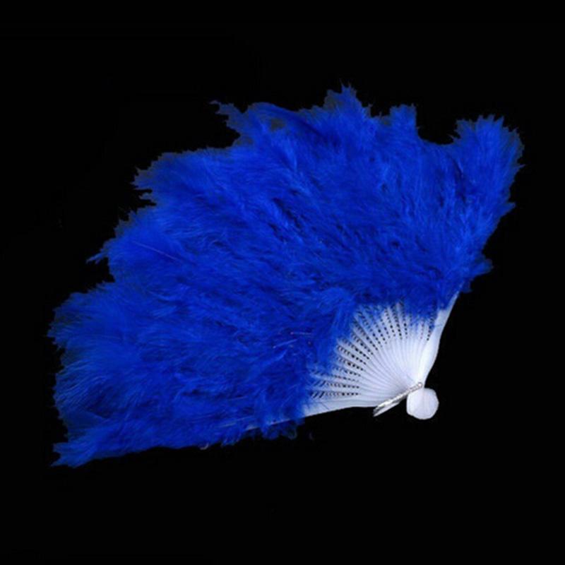 Product Introduction of 9 Colors New Costume Wedding Showgirl Dance Folding Hand Feather Fan Fancy 22