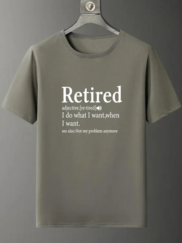 Men's Letter Print Round Neck Tee, Regular Fit Casual Short Sleeve Crew Neck T-Shirt, Fashion Men's Summer Top for Daily Wear 1