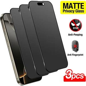 Tempered Glass Phone Screen Privacy Film, 3 Counts Full Coverage Anti-fingerprint Phone Screen Protector, Phone Accessories for iPhone 16 Pro Max/16 Plus, Casing, Protective, Smartphone