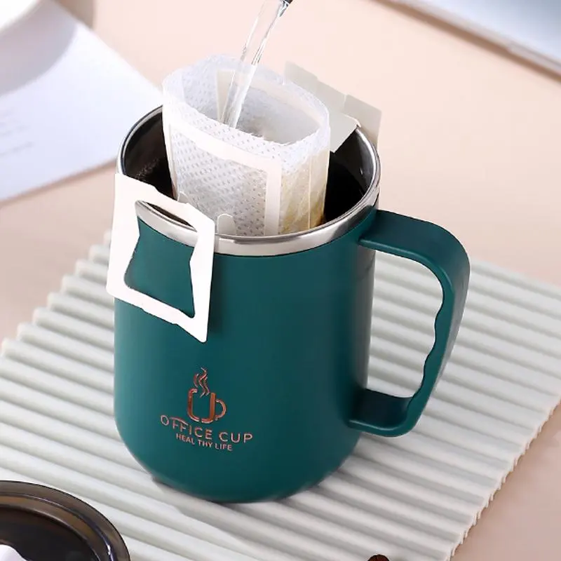 500ml Mug, 1 Count Portable Tumbler Cups, 304 Stainless Steel Coffee Mug, Portable Water Cup With Lid & Handle, Breakfast Milk Cup, Drinking Cup For Home School Office Camping Picnic, Drinkware