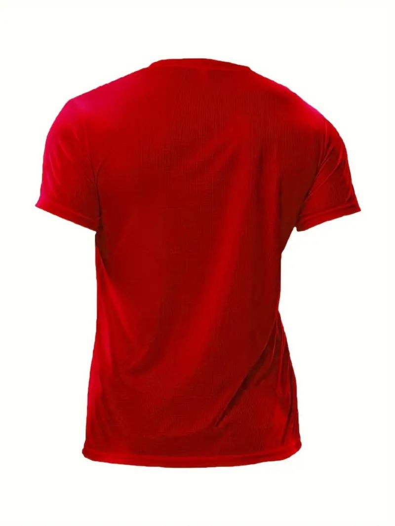 Product Introduction of Men's Solid Round Neck Sports Tee, Breathable Quick Drying Crew Neck T-Shirt, Casual Sporty Top for Gym Workout Running 4