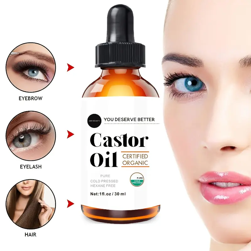Pure Organic Castor Oil 2oz - Cold Pressed, Hexane-Free for Hair, Eyelashes & Skin Hydration Kit Haircare Comfort Hydrating Moisture Moisturize Hydrate