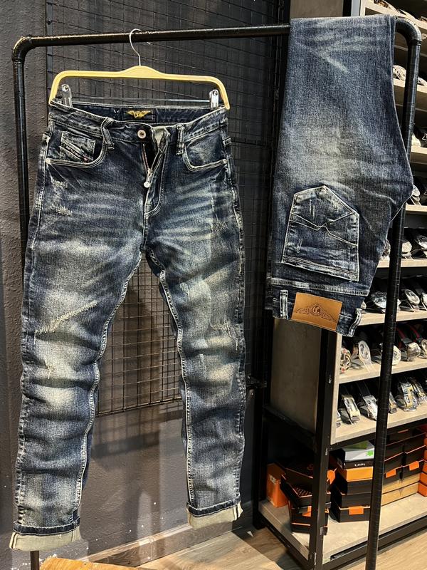  Deal Bỏ Mẫu   Jean Denim Guangzhou -733   Quần Jeans Nam Dài Màu Xanh Đậm Mạng Chỉ Túi Xéo K3 STORE J3042 Menswear Pants Có Túi Selvedge 