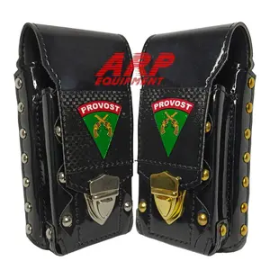 tempat hp pinggang dua slot provoost tni ad hitam Kulit PU Polos