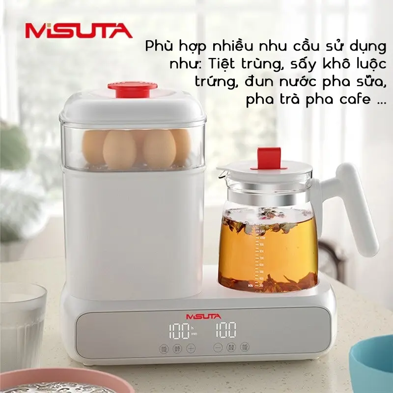 Máy tiệt trùng, hâm sữa, pha sữa đa năng Misuta có tích hợp sấy khô, điều chỉnh được nhiệt độ 7