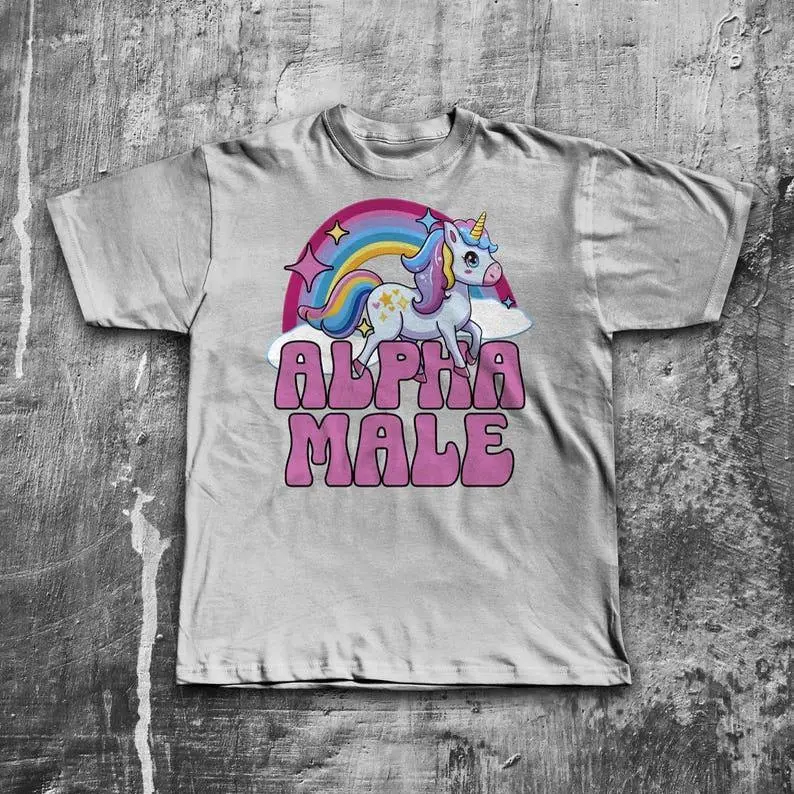 Alpha Male Funny Unicorn T-shirt, Meme Shirt, Gift for Her, Cringe Tee, Stupid Shirts, Alpha Male, Couple Gifts, Unhinged Clothes, Joke Tees 3