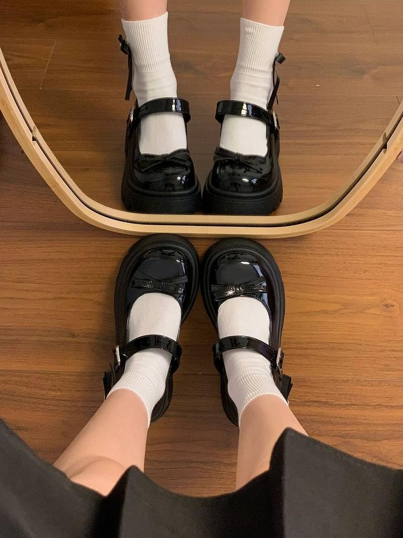 Product Introduction of [ ​ lolita shoes]Platform Mary Jane Shoes for Women British Style 2024 New Spring Autumn Japanese Style Bowknot Lolita Single Shoes[Lolita shoes] 11