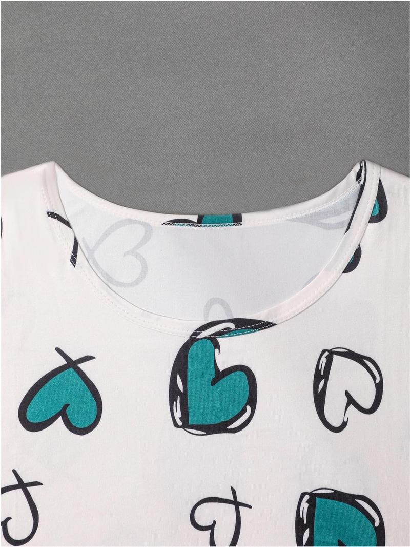 Product Introduction of 6 Counts Women's Butterfly Heart Print Tee & Shorts Pyjama Set, Casual Comfy Round Neck T-shirt & Shorts Pj Set, Matching Pajamas, Sleepwear & Loungewear Set for Women 17
