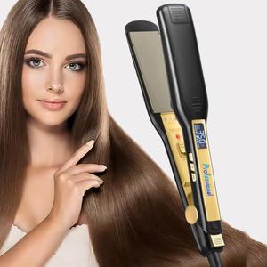 プロフェッショナルヘアストレートナー、米国プラグLCDディスプレイヘアストレートニングフラットアイロン、サロン&バーバーショップ用ヘアスタイリングツール、冬のギフト