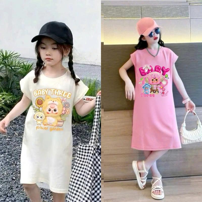 Váy Xuông sát nách cực kỳ xinh xắn dành cho bé gái 9-45 kg chất liệu COTTON in hình BABY-THREE MẪU VÁY XUÔNG. 4