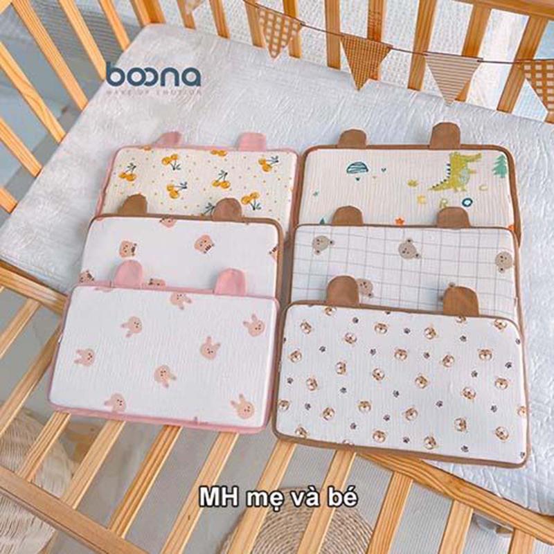 Gối cao su non Boona SIZE nhỏ vải xô muslin