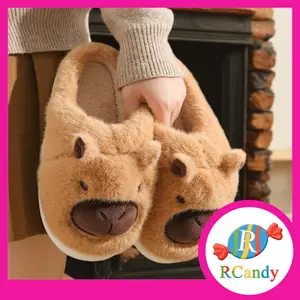 RCandy Sendal Slipper Sandal Rumah Bulu Karet Boneka Capybara Anti Slip Kualitas Premium Bulu Halus Padat / Sandal Capybara Shoes Wanita