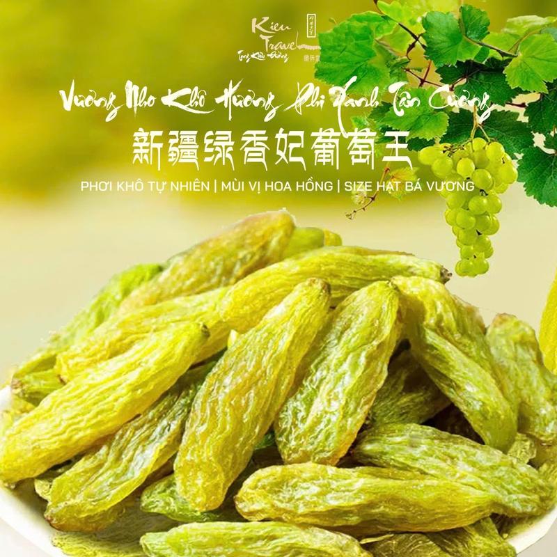 [ Kiều Travel ] Vương Nho HƯƠNG PHI XANH Tân Cương - Nho Khô Hoả Diệm Sơn Size VIP - Tươi Ngọt Khô Tự Nhiên Chín Cành