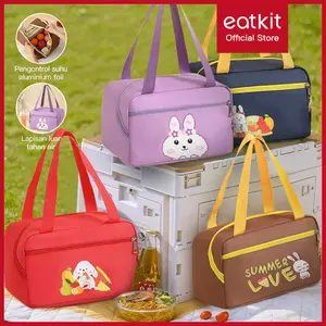 Eatkit Lunch Bag Thermal Waterproof Tas Bekal Kain Oxford Karakter Lucu High Quality Aluminium Foil tas bekel