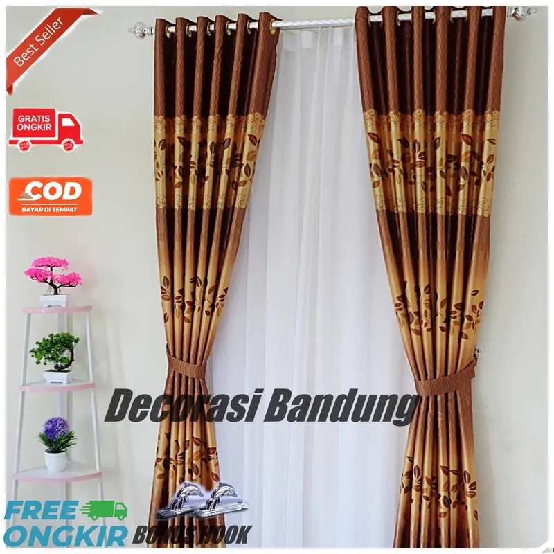 Gorden Pintu Kamar Tidur Aesthetic Blackout Import Printing Hijau Model Smokring 4