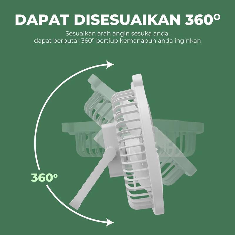 Kipas Angin Portable 4in1 Dengan Lampu LED Kipas Angin Lipat USB Kipas Duduk Multifungsi Kipas Gantung 8