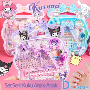 Nail Art Set Lengkap Princess Paket Mainan Stiker Kuku Palsu Anak Kuromi Cinnamorol Melody