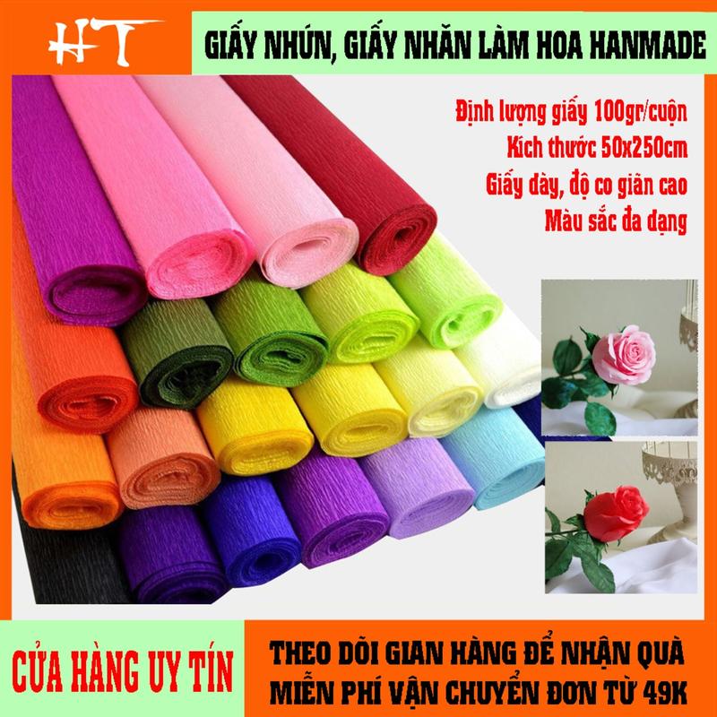 Giấy Nhún Làm Hoa Giấy Nhăn Làm Hoa Hoa Giấy Handmade 50cmx2,5m