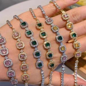 Gelang Tangan Puteri Turmalin Berwarna-warni Simulasi, Ketibaan Baru, Berlian Penuh, Untuk Wanita, Gelang Personaliti Mudah, Barang Kemas Perak Permata Bangles Bracelets