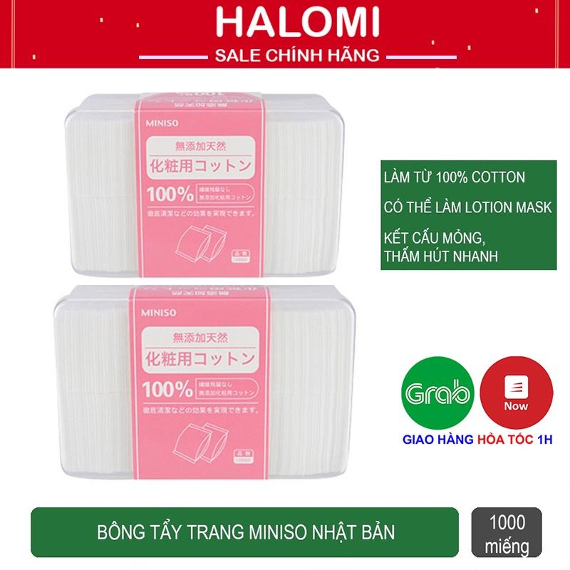 Hộp bông tẩy trang Miniso 1000 miếng Nhật Bản chính hãng siêu mềm HALOMI