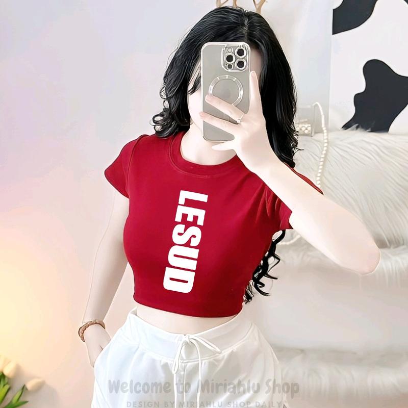 Áo Thun Croptop Borip Ôm Body Nữ Form Basic In Chữ LESUD, Kích Cở S M L, Áo Croptop Ôm Body Nữ Áo Kiểu Xinh Đẹp In Hình Độc Lạ Đi Biển Đang Hot 2025 Mặc Hè Mặc Nhà Mặc Đi Chơi Thoải Mái Có Bigsize Đến 65kg
