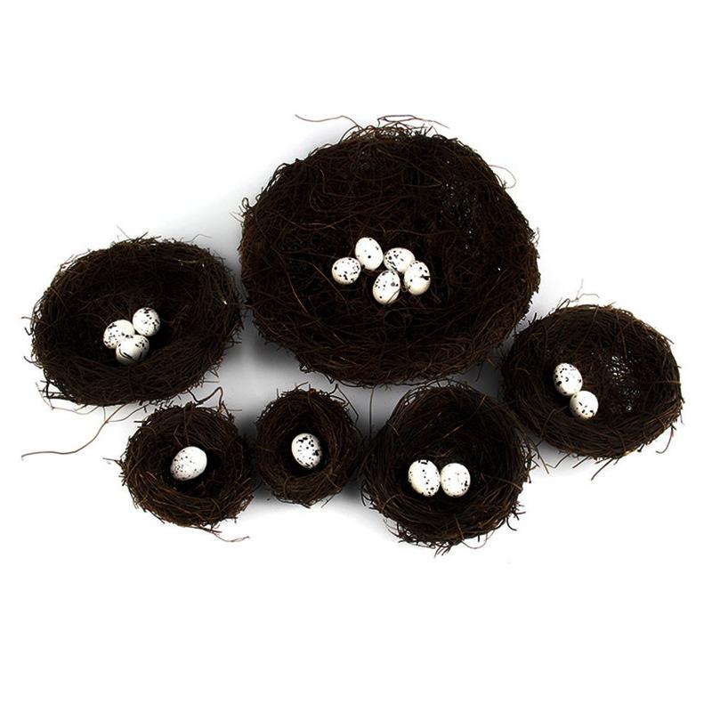Product Introduction of 1 Set Creative Photography Props Home Decoration Fake Eggs Toad Vine Woven Straw Roost Artificial Birds Nest 13