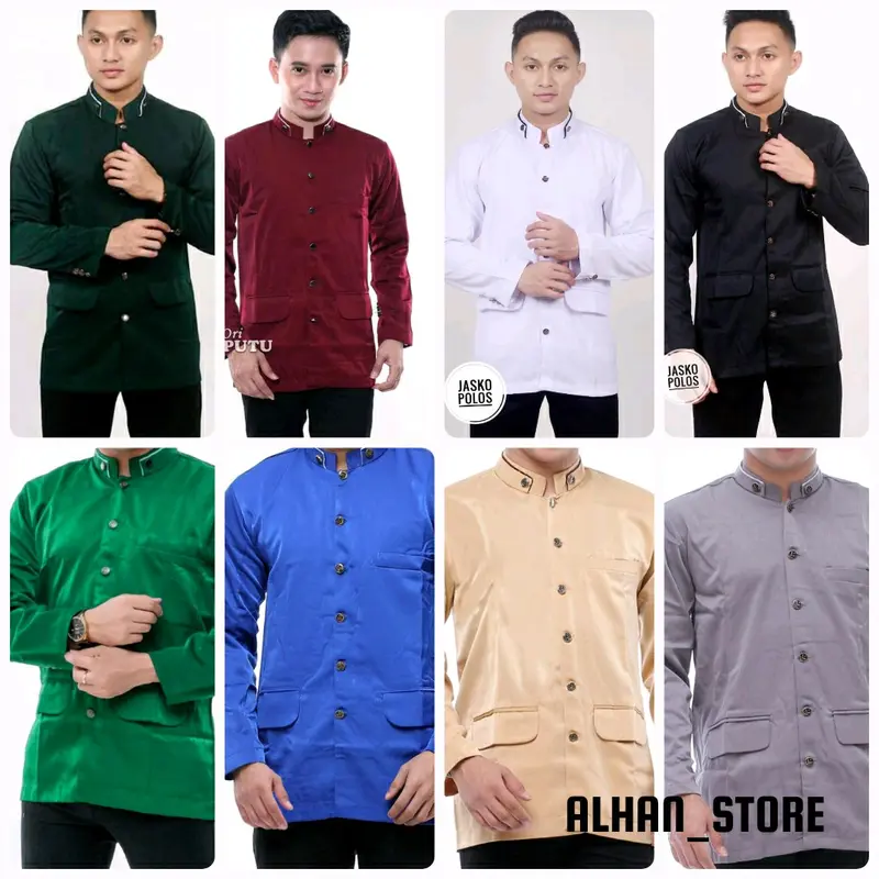 JASKO POLOS Koko Panjang Baju Pria Muslim Tebal Seragam Putih 0
