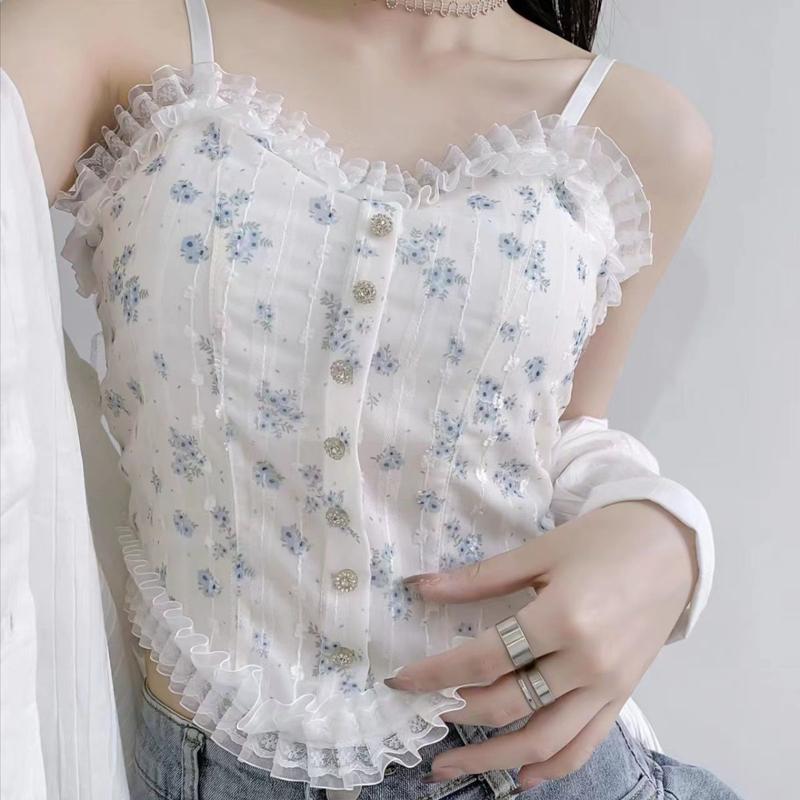 Áo Ống, Thiết Kế Đẹp Hoa Ren, Dành Cho Nữ, Có Thể Mặc Ngoài Trời, Lót Chống Lộ, Đế Độc Đáo Dây Treo Xếp Ly Có Thể Mặc Ngoài Trời 2