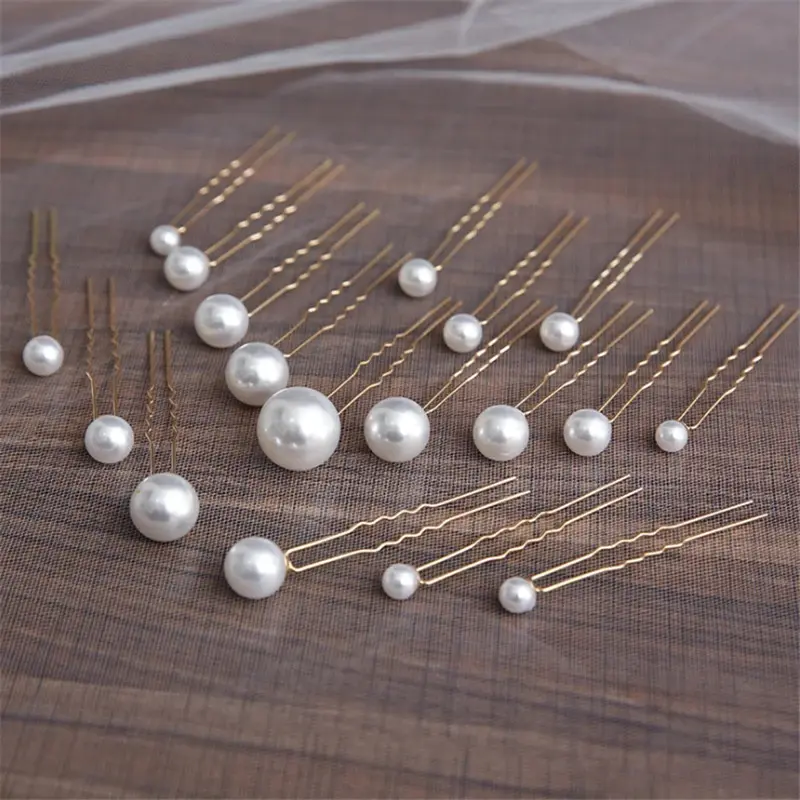 Women U-shaped Pin Metal Barrette Clip Hairpins Simulated Pearl Bridal Tiara Hair Accessories Wedding Hairstyle Design Tools 3