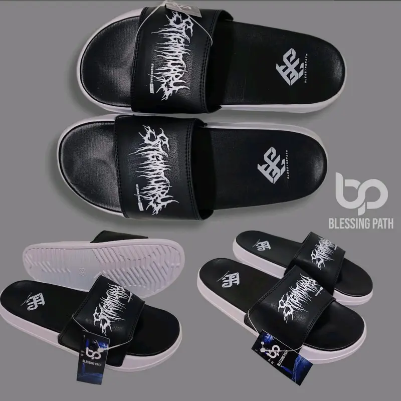 Sandal Slop Print BLESSINGPATH Neo Leather Cowok Cewek Karet 100% Baru - Shoes, Pria/sandal santai selop 2