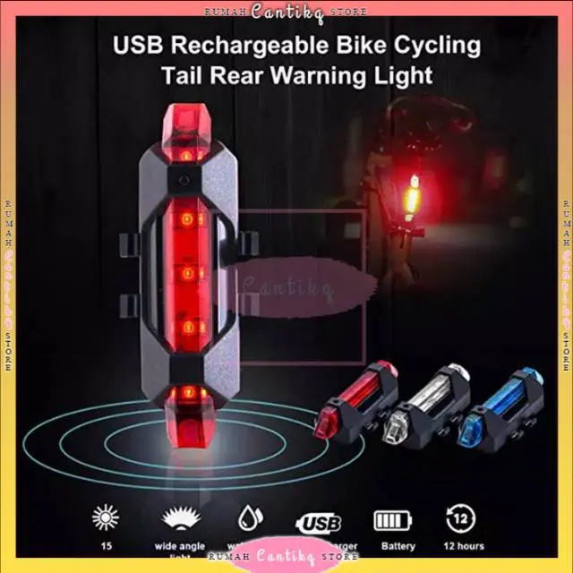 Lampu Belakang Sepeda LED USB Rechargeable Waterprof Anti Air 3