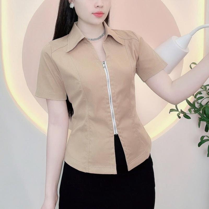 Product Introduction of Áo sơ mi nữ sang chảnh thiết kế tay ngắn chít eo tôn dáng sang trọng LAMO- B1330 16