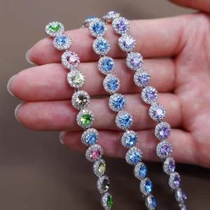 Gelang Tangan Berlian Berkilauan, Berwarna-warni Ungu, Untuk Wanita, Gaya Ins, Mewah Mampu Milik, Reka Bentuk Niche, Rasa Tinggi Mewah Indah, Aksesori Baharu Emas Perak Permata Bangles