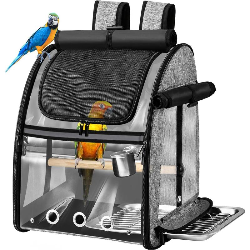 TikTok Shop Bird Carrier Bag with Indestructible Stainless Steel Mesh Bird Travel Cage with Stand Easy to Clean Backpack for Parrot Portable Bird Travel Bag Pet Transparent Breathable Travel Cage