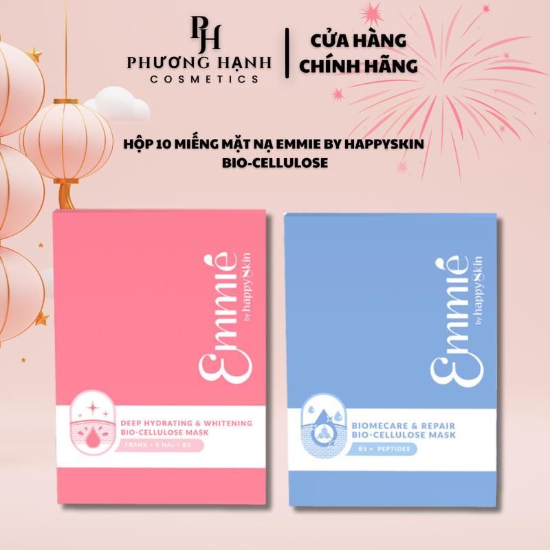 10 Miếng Mặt Nạ Sinh Học Sợi Dừa Emmie By HappySkin Dưỡng Sáng, Phục Hồi, Cấp Ẩm Chăm Sóc Da Mặt Chuyên Sâu
