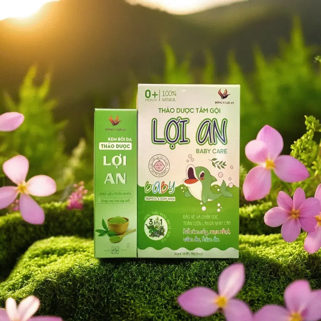 Combo Nước Tắm Gội Thảo Dược Và Kem Bôi Da Cho Bé