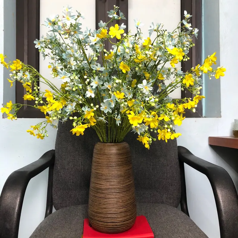 Combo 10, 15 Cành Hoa Nhất Chi Mai Lụa Cao Cấp Deco Cao 60cm Trang Trí Phòng - Trang Trí Nhà, Decor Phòng Decor Bàn Để Bàn cây  hoa hoa  tóc 7