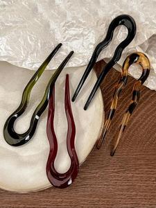 4 horquillas para el cabello en forma de U en acetato de concha de tortuga, horquillas de diseño geométrico para mujeres y niñas, ideales para uso diario y ocasiones especiales
