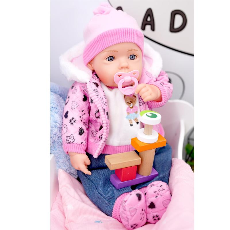 BiBi Doll "Pinky" Lifelike Large Size 20" Soft Bodied Baby Doll Girl With Neon Pink Design, Dummy & Sounds Toy Doll for Ages 18 Months + 7