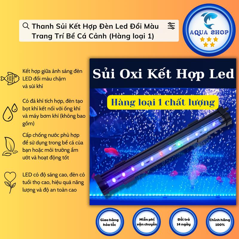 Thanh Sủi Kết Hợp Đèn Led Đổi Màu Trang Trí Bể Cá Cảnh