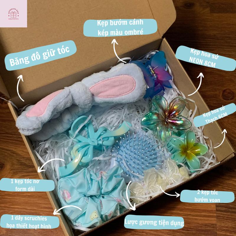 SQ008 - COMBO QUÀ TẶNG phụ kiện tóc, dễ thương, dành tặng cho crush, người yêu, bạn thân nhân dịp kỉ niệm, sinh nhật,... Nhung Nữ 5