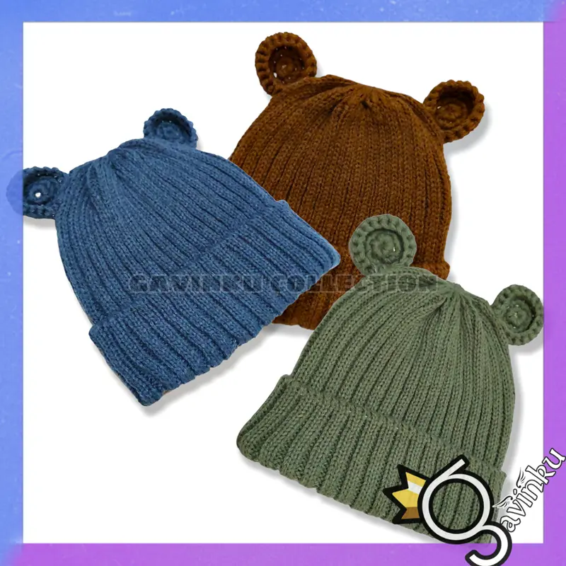 Topi Kupluk Anak Dan Bayi Laki Laki Perempuan Umur 3 6 12 bulan 1 2 Tahun Model Telinga Rajut Jeri Lipat Murah Beanie Hat Usia Baru Lahir Newborn Gaul Keren Model Baru Kekinian Korea Ketu Koplok Topu Kerpus Kuplok Eats Cap 7